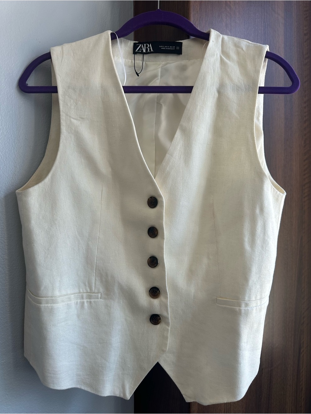 Zara Cream Lined Sleeveless Vest